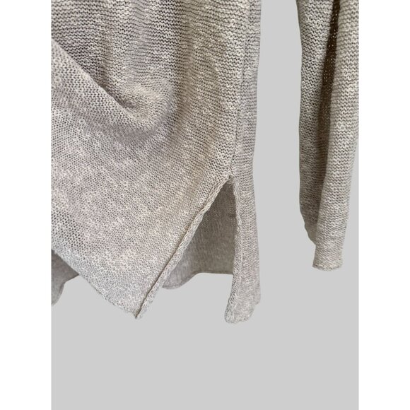 Eileen Fisher Linen Light Beige Knit Sweater Top With Long Sleeves & Scoop Neck - Picture 4 of 8